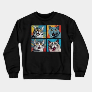 Funny Crazy Cat Pop Art Crewneck Sweatshirt